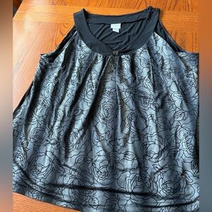 Jaclyn Smith Black and Gray Floral Tank Top